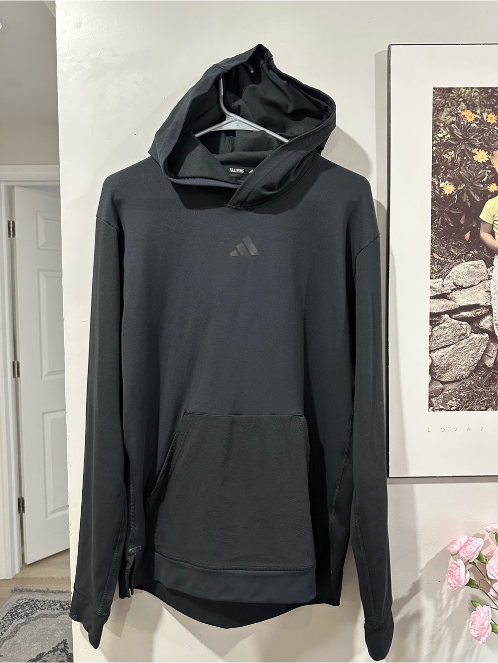 adidas Black Performance Hoodie with Kangaroo Pocket